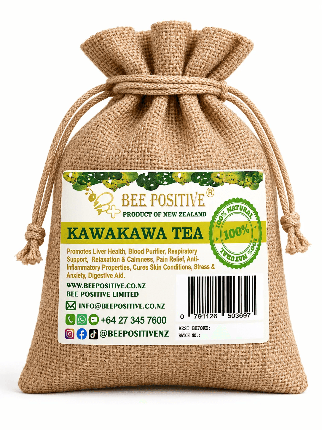 Bee Positive Raw Kawakawa Herbal Tea